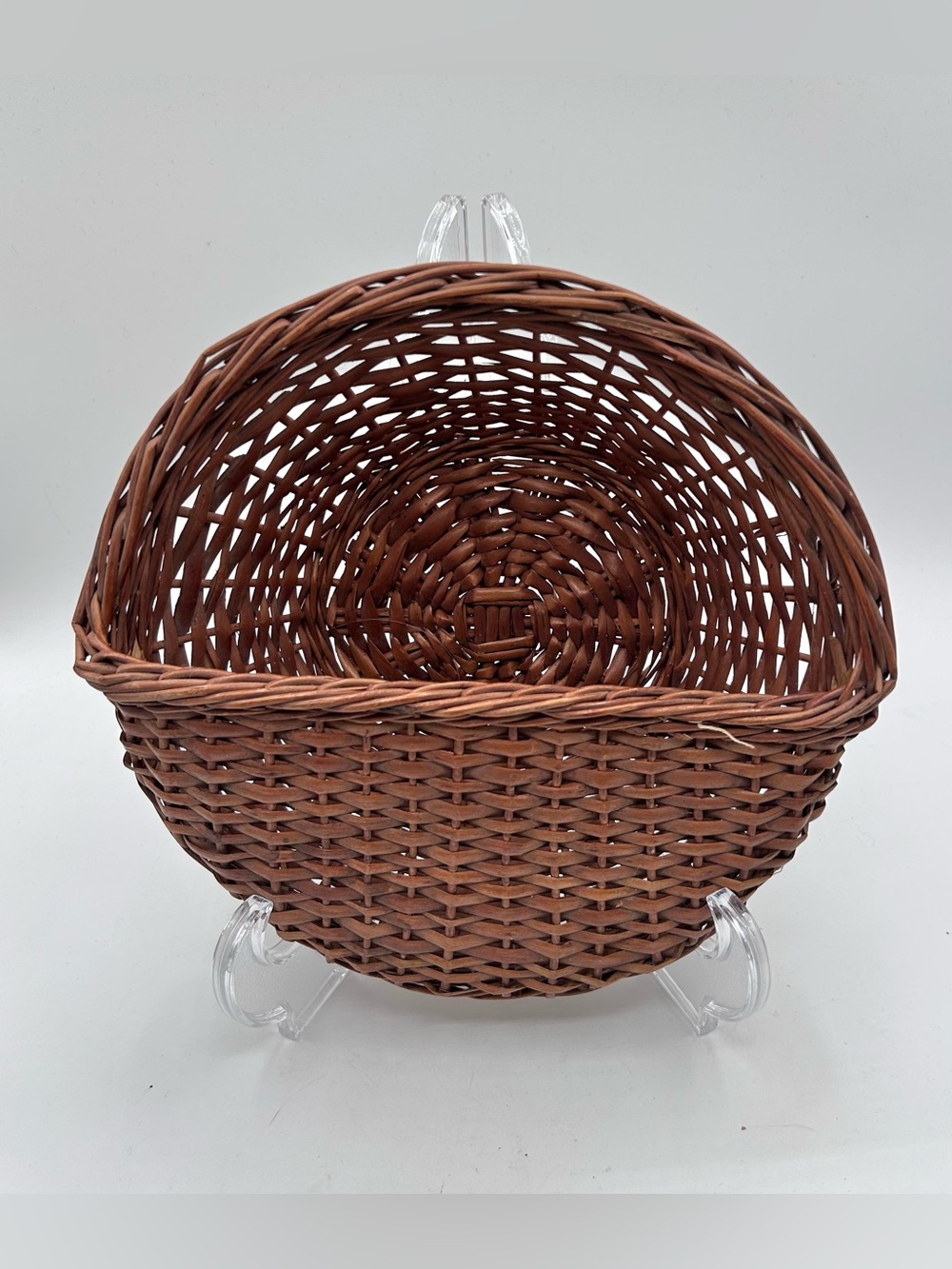 Vintage Wicker Woven Wall Hanging Basket Brown 9.75"